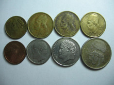 Grecia lot (1) - 8 monede moderne diferite 1976-2000 foto