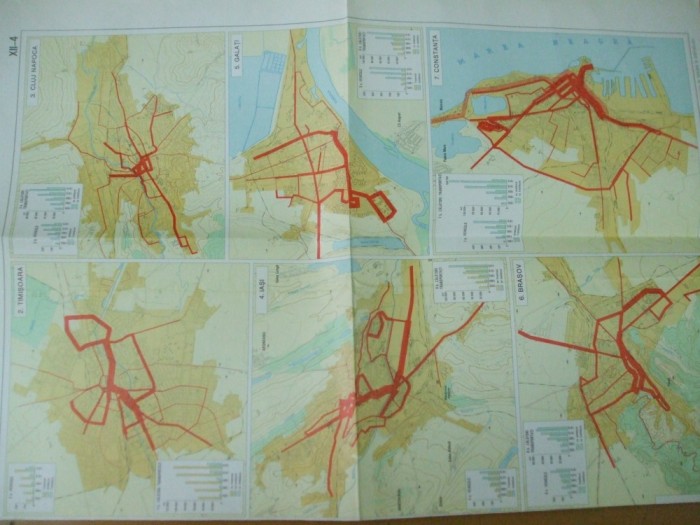 Timisoara Cluj Iasi Galati Brasov Constanta transportul in comun harta color