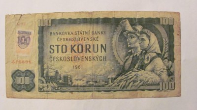 CY - 100 korun coroane 1993 (1961) Slovacia / cu timbru foto