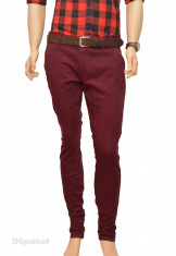 Pantaloni Slim Fit Bordo bumbac - Pantaloni barbati casual-eleganti PN20 foto