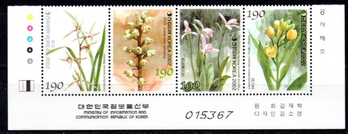 COREEA DE SUD 2002, Flora, serie neuzata, MNH