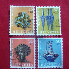 Serie Pro Patria - Arheologie 1975 Elvetia , 4 valori stampilate