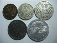 Germania (1) - 1, 5, 10, 50 Pfennig 1893-1921 foto