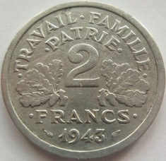 Moneda istorica 2 FRANCI - FRANTA, anul 1943 *cod 3839 foto