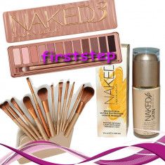 Set trusa machiaj naked 3 urban decay farduri pleoape + 12 pensule + fond de ten foto