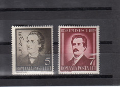 ROMANIA 1939 LP 130 - 50 ANI DE LA MOARTEA LUI M. EMINESCU SERIE MNH foto