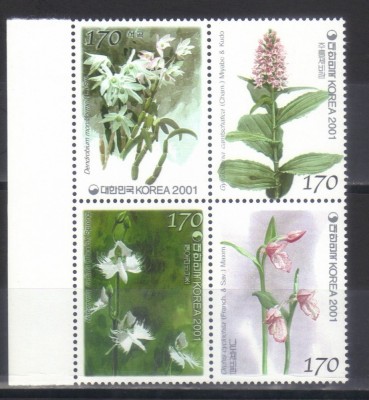 COREEA DE SUD 2001, Flora, serie neuzata, MNH foto