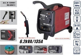 Aparat de sudura Mig-Mag 6.2 kVA, 30-135 A, Raider RD-MW11 foto mare Aparat de sudura Mig-Mag 6.2 kVA, 30-135 A, Raider RD-MW11 foto mare