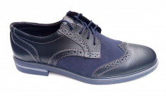 Pantofi barbati casual-eleganti din piele naturala bleumarin Cod: 411NBLM foto