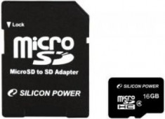 Card de Memorie Silicon Power microSDHC 16GB Class4+adaptor SD foto