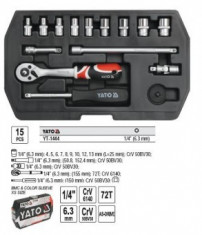 Trusa chei tubulare cu antrenor, in cofru, 15 pcs. Yato YT-1444 foto