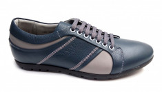 Pantofi barbati casual bleumarin din piele naturala cu siret - Model 580BL foto