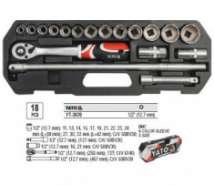 Trusa chei tubulare cu antrenor 18 buc., Yato YT-3870 foto