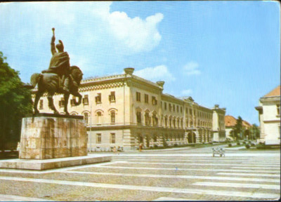 Carte postala necirc- Alba Iulia-Statuia ecvestra a lui M.Viteazul,Muzeul Unirii foto