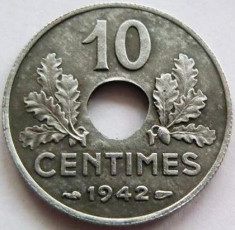 Moneda 10 Centimes - FRANTA, anul 1942 *cod 3857 Zinc - UNC foto