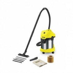 Aspirator Karcher WD 3 Premium, Aspirare umed/uscata, 17 l, Furtun 2 m, 1000 W, Sac filtru din hartie, Functie de suflare foto