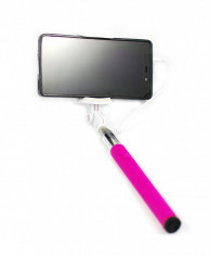 Selfie stick cu buton si cablu - Maner telescopic (monopied) cu buton declansator foto