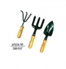 Set 3 unelte de gradina cu maner de lemn, TopGarden 380107 foto