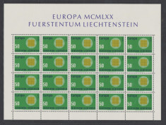 1970 Liechtenstein EUROPA colita 20 timbre model retea nestampilate foto