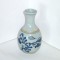 Vaza gresie celadon glaze, pictata manual - Blue de Hue - semnata, Korea
