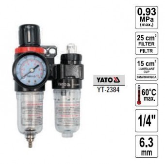 Filtru cu reductor 25 cm3 + rezervor de ulei, Yato YT-2384 foto mare Filtru cu reductor 25 cm3 + rezervor de ulei, Yato YT-2384 foto mare