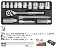 Trusa chei tubulare 3/8 15 piese Yato YT-3863&amp;quot; foto