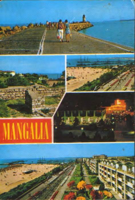 Carte postala circ. 1981 - Mangalia - Colaj de imagini