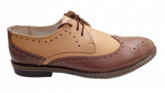 Pantofi barbati casual - eleganti din piele naturala - Oxford 411NISIP foto