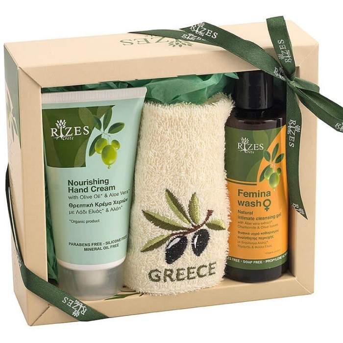 Set gel igiena intima Femina 200 ml, crema maini cu aloe vera 150 ml, prosop Rizes foto mare Set gel igiena intima Femina 200 ml, crema maini cu aloe vera 150 ml, prosop Rizes foto mare