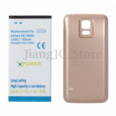 Baterie extinsa 6500 mah + capac auriu dedicat Samsung Galaxy S5 G900 i9600 foto