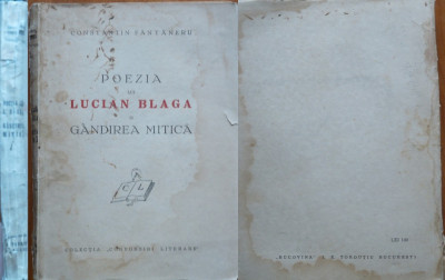 Fantaneru , Poezia lui Lucian Blaga si gandirea mitica , 1940 , editia 1 foto