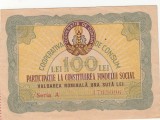 Bon de 100 lei - Participatie la constituirea fondului social RPR, din anul 1960