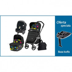 Pachet Promo Carucior 3 In 1, Peg Perego, Book Plus 51 S, Black, Pop-Up Elite + Baza Isofix foto