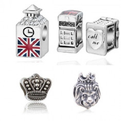 SET 4 Charm talisman CALATORII LONDRA - bratara Pandora turn cabina coroana foto