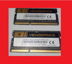 Memorii RAM DDR3 kit 16GB (2modulx8GB) CORSAIR 2RX8 PC3 12800 la 1600Mhz laptop foto
