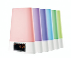 Ceas desteptator cu radio tip lampa, Medisana WL 450 Wake-up, 7 culori foto