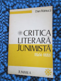 Dan MANUCA - CRITICA LITERARA JUNIMISTA 1864 - 1885