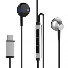 Casti in-ear Baseus B51 cu control pe fir si microfon, conexiune USB Type-C, negre foto
