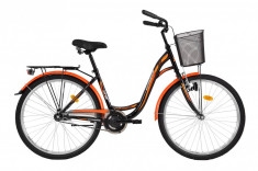 Bicicleta DHS Citadinne 2632 (2016) Culoare Negru/Alb/Portocaliu 480mmPB Cod:21626324869 foto