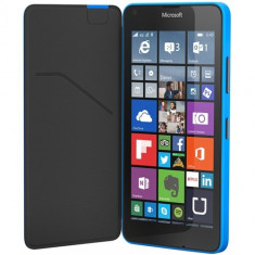 Husa tip &amp;quot;Flip Shell&amp;quot;, Lumia 640 XL, 2 buzunare interioare pentru carti de credit, finisaj mat, inlocuieste capacul spate, Cyan foto