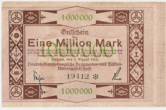 Luxemburg Notgeld 1000000 Mark Bochum Deutsch Luxembourgische 1923 VF foto