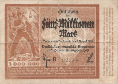 Luxemburg Notgeld 5000000 Mark Bochum Deutsch Luxembourgische 1923 F foto