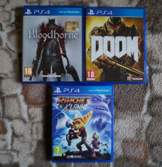 Playstation 4, trei jocuri, impecabile - Doom, Bloodborne, Ratchet &amp;amp; Clank ! foto