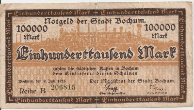 Luxemburg Notgeld 100000 Mark Bochum 1923 F foto