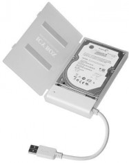 Cablu adaptor SATA la 1xUSB 2.0, alb + carcasa HDD alba foto