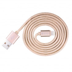 Cablu Lightning Devia Fashion MFI Rose Gold (licenta Apple, 1.2m, impletitura textila) foto