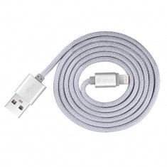 Cablu Lightning Devia Fashion MFI Silver (licenta Apple, 1.2m, impletitura textila) foto