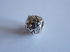 Talisman Pandora din argint Flower Power cu aur si diamante -790399 DN-1191 foto