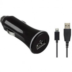 Incarcator telefon Kit Auto premium Apple Lightning 1000 mAh pentru iPhone/iPad/iPod, Negru foto