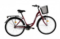 Bicicleta DHS Citadinne 2632 (2016) Culoare Visiniu/Alb/Negru 480mmPB Cod:21626324849 foto